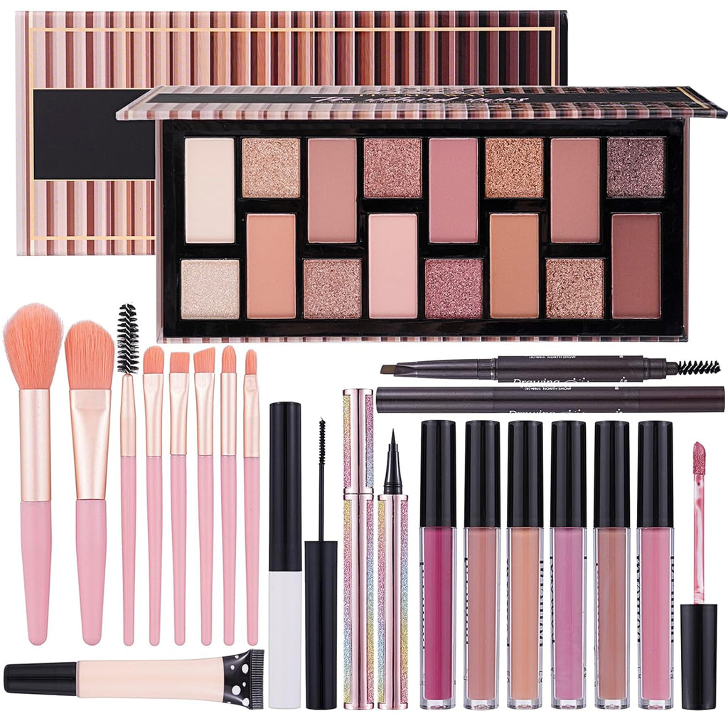 Teen Makeup Kit for Girl Include Eyeshadow Palette,Eyeliner,Makeup Brush Set,Lipgloss Set,Mascara, Eyebrow Pencil Make up Set Gift for Women Full Kit